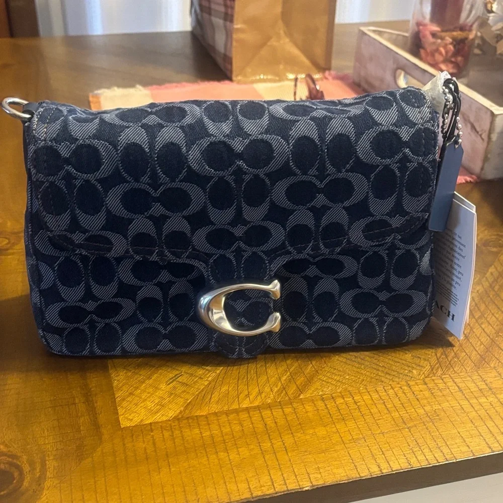 Coach Navy Signature Shoulder Bag - Picture 1 of 11